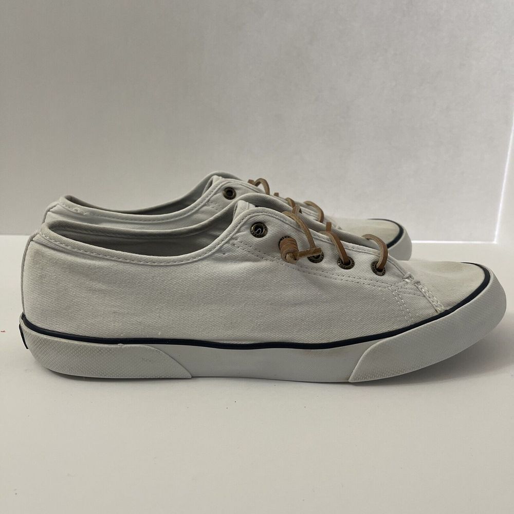 Sperry Pier View Top Sider (STS95128)‎ White Low Top Slip On Sneakers Women's 10